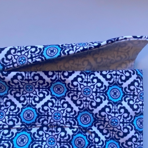 Jude Connally Megan Shift Dress V-Neck 3/4 Sleeve Blue Print Mod Cloth Tunic L - Picture 8 of 8